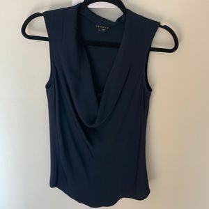 Navy Theory Silk cowl neck blouse